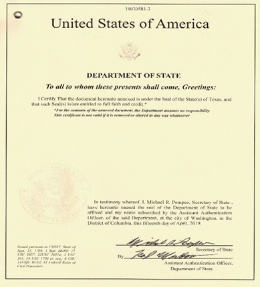 Secretary of State Certification